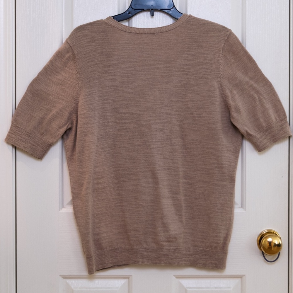 Caslon Tan Short Sleeve Cotton Cardigan - Picture 3 of 3